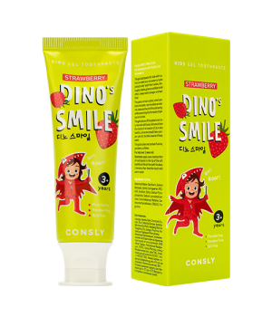  Consly Детская гелевая зубная паста DINO's SMILE c ксилитом и вкусом клубники, 60г, Consly