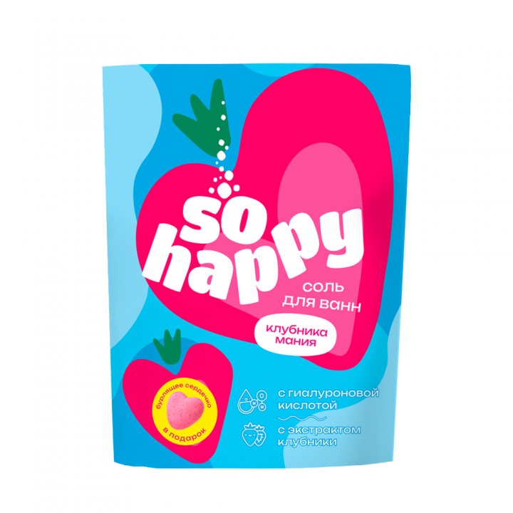 Лаборатория Катрин Соль для ванн "SOHappy" Клубника Мания 500г