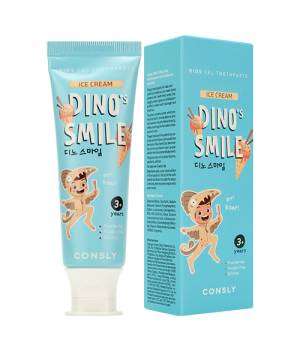 Consly Детская гелевая зубная паста DINO's SMILE c ксилитом и вкусом пломбира, 60г