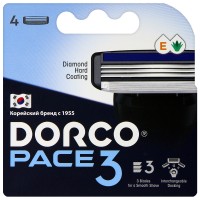 DORCO PACE3 NEW (4шт). Кассеты с3 лезвиями, TRA 4040, 12уп/72уп.