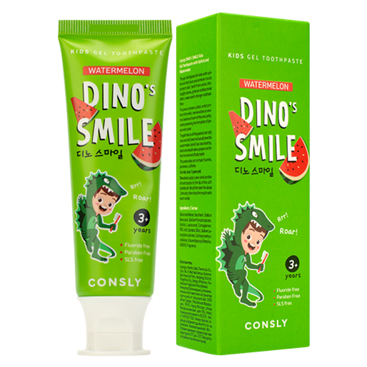 Consly Детская гелевая зубная паста DINO's SMILE c ксилитом и вкусом арбуза, 60г