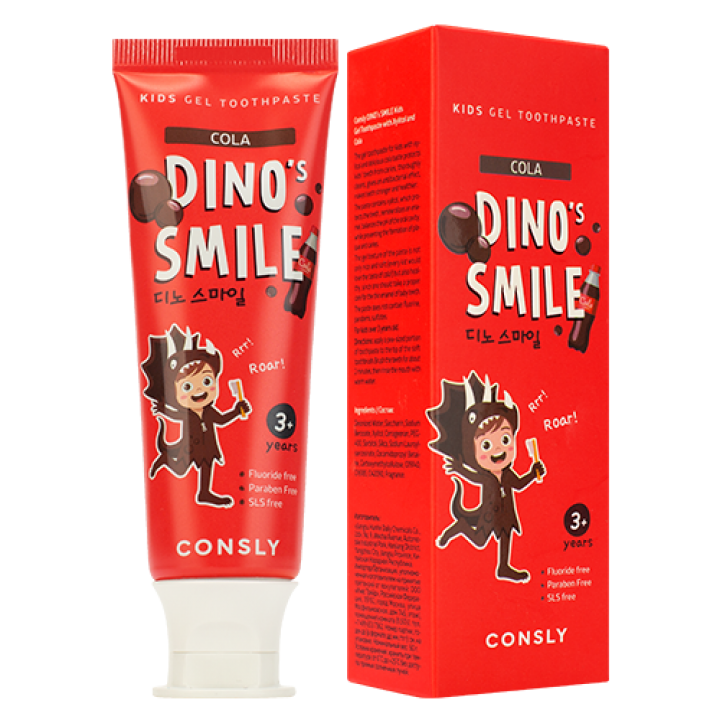 Consly Детская гелевая зубная паста DINO's SMILE c ксилитом и вкусом колы, 60г