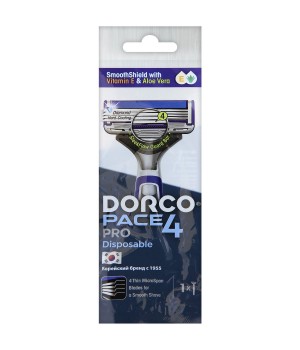 12683 DORCO PACE 4 PRO NEW, однораз. станок  (1 шт.) 4 лезвия, плав. головка, увл. полоса