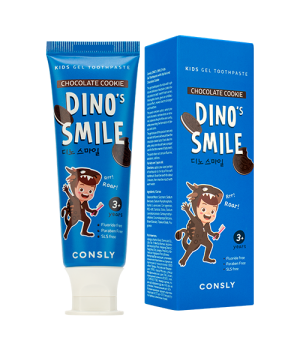 Consly Детская гелевая зубная паста DINO's SMILE c ксилитом и вкусом шоколадного печенья, 60г