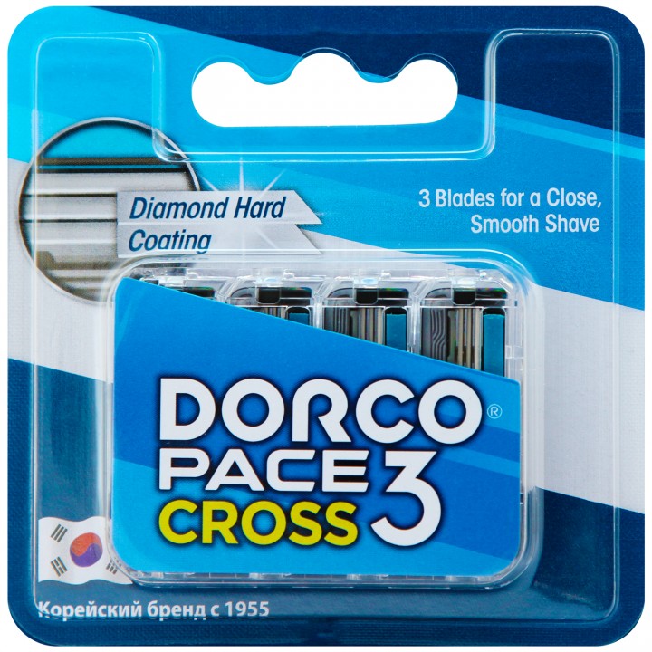 00123 DORCO PACE CROSS 3 (4 шт.) кассеты с 3 лезвиями для станка CROSS,