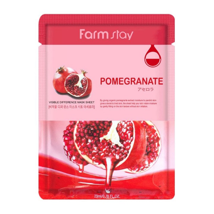 Farmstay Тканевая маска для лица с экстрактом граната Visible Difference Mask Sheet Pomegranate 23 мл