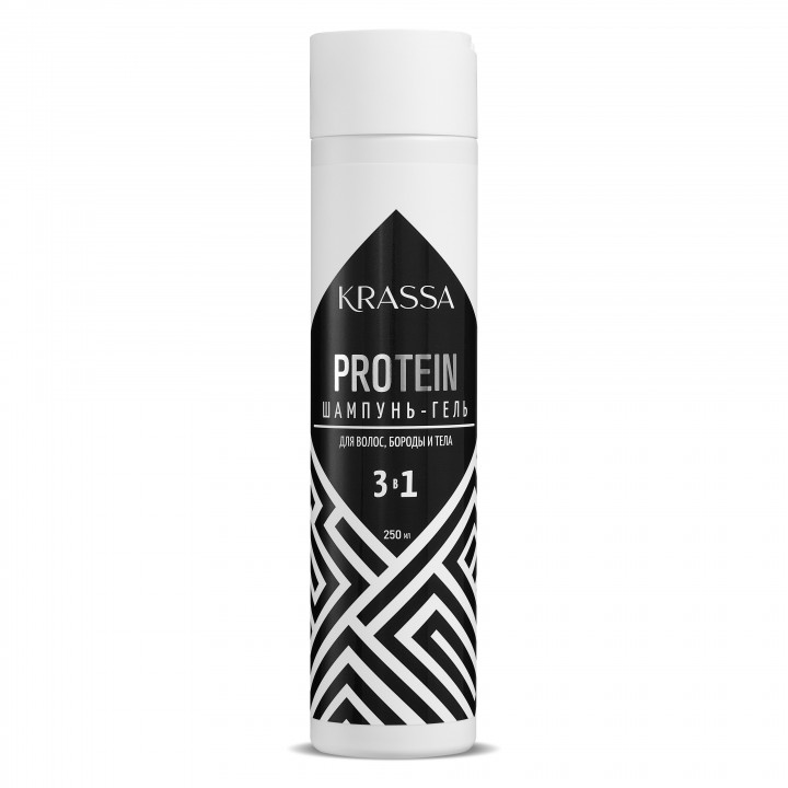 KRASSA Professional Protein Шампунь-гель для мужчин 3в1, 250мл