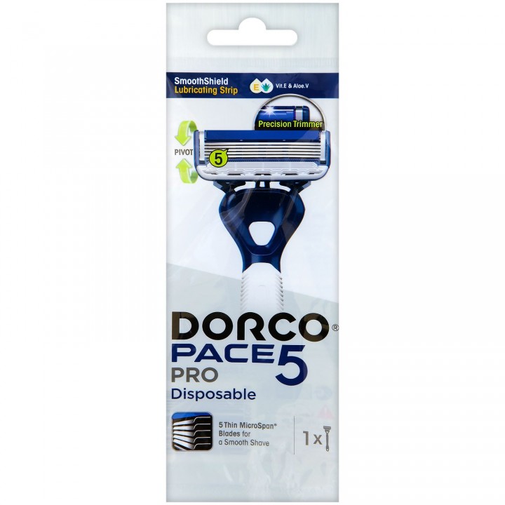 13079 DORCO PACE 5 PRO NEW, однораз. станок  (1 шт.) 5 лезвий, плав. головка, увл. полоса,